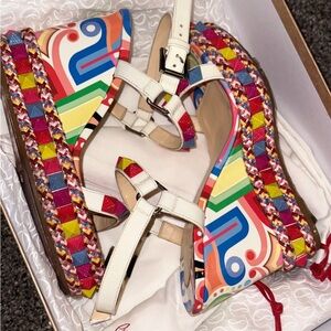 Christian Louboutin Multicolor Printed Stud Wedges